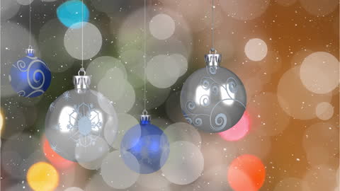 Enchanting Bokeh Effect on Hanging Christmas Baubles