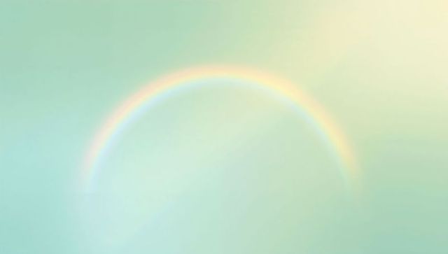 Pastel rainbow arc over misty sky minimalist gradient background for calm ethereal wellness