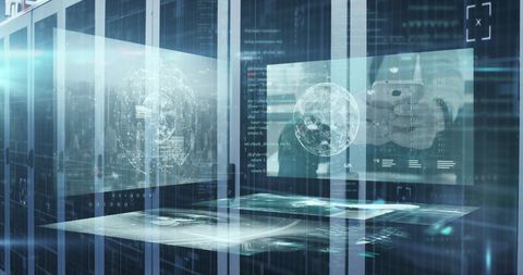 Digital Data Processing Display on Advanced Server Racks - Download Free Stock Images Pikwizard.com