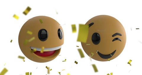 Joyful Emojis Celebrating with Gold Confetti - Download Free Stock Images Pikwizard.com
