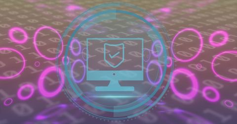 Cybersecurity and Digital Protection Symbol on Binary Background