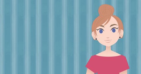 Professional Illustration of Woman in Pink Dress on Blue Background - Download Free Stock Images Pikwizard.com
