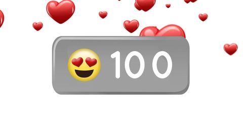 Celebrating 100 Emoji Notification with Heart Icons - Download Free Stock Images Pikwizard.com