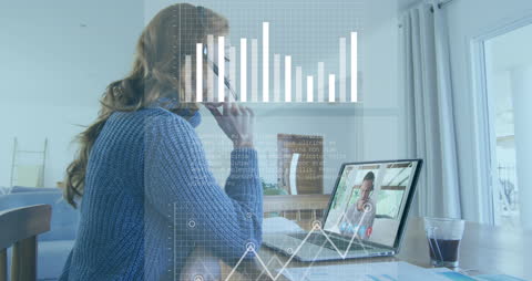 Woman Analyzing Financial Data During Video Call