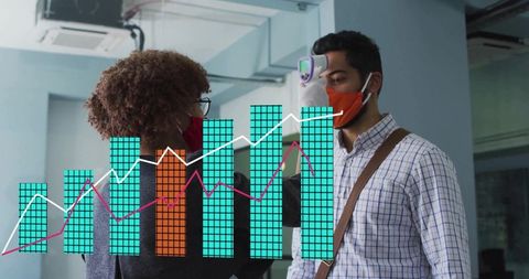 Employee health check with infrared thermometer in office