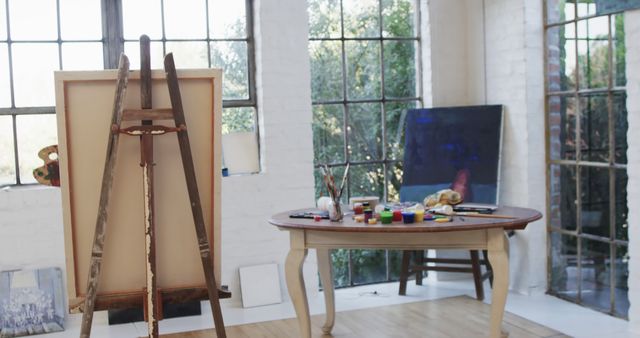 Artist Studio with Supplies and Easel - Download Free Stock Images Pikwizard.com