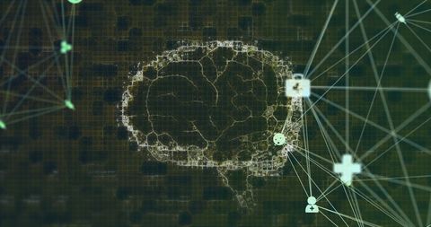 Abstract brain network with digital connections