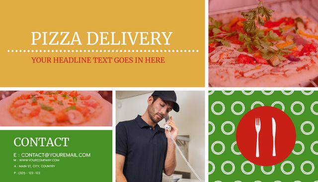 Delicious Pizza Delivery Service with Agile Delivery Person - Download Free Stock Templates Pikwizard.com