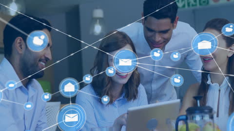 Diverse Business Team Using Digital Network Connections