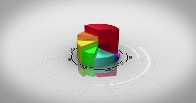 Colorful 3D Pie Chart with Data Segments on Grid Background - Download Free Stock Images Pikwizard.com