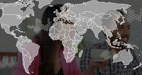 Smiling Business Professionals Collaboration Global Network