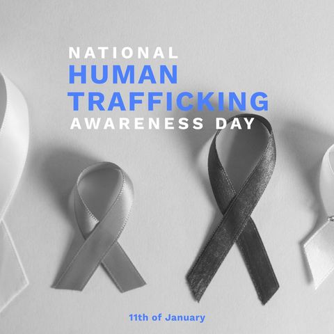 Ribbons supporting human trafficking awareness campaign
