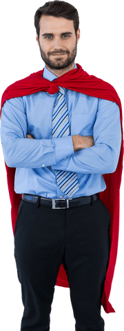 Confident superhero businessman transparent background