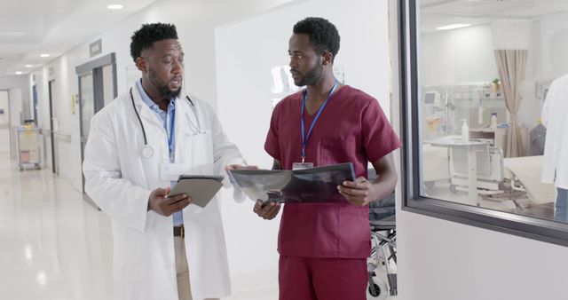 African American Doctors Discussing Medical Results in Hospital Corridor - Download Free Stock Images Pikwizard.com