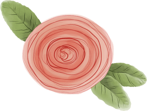 Transparent Background Pink Flower with Green Leaves Design