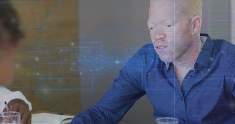 Professional Man Collaborating at Office with Modern Digital Interface