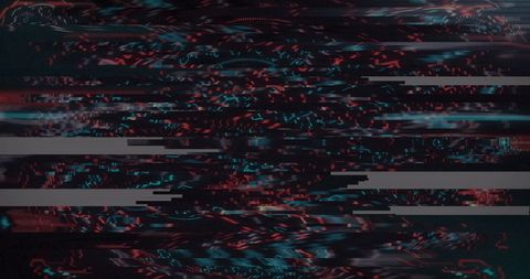 Abstract Digital Glitch with Neon Scanner Effect