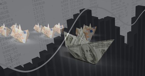 paper money boats navigating financial chart - Download Free Stock Images Pikwizard.com