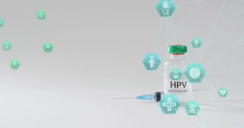 HPV Vaccine with Medical Network Illustration Concept