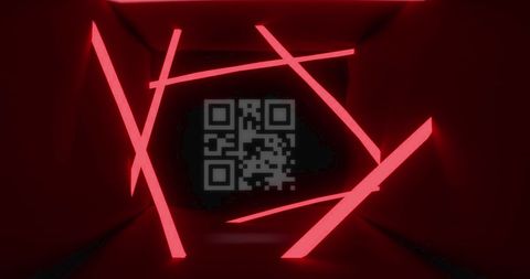 Neon Lights and QR Code on Dark Red Abstract Background - Download Free Stock Images Pikwizard.com