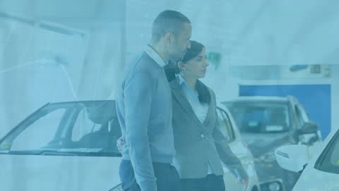 Businessman Handshake Animation Over Cityscape