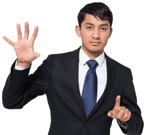 Professional Asian Businessman Gesturing on Transparent Background - Download Free Stock Videos Pikwizard.com