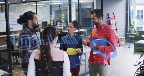 diverse team collaborating with digital financial dashboard - Download Free Stock Images Pikwizard.com