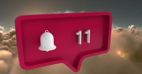 Notification alert icon with cloudy sky background