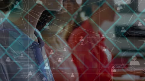 Digital Network Interface over Professionals Working in Office