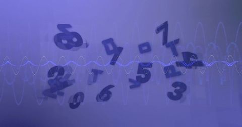 Floating Numbers with Digital Waveform in Futuristic Atmosphere