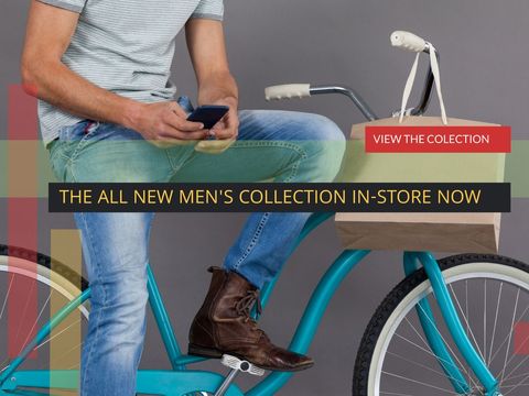 casual style with urban bicycle promoting new men's fashion collection - Download Free Stock Templates Pikwizard.com