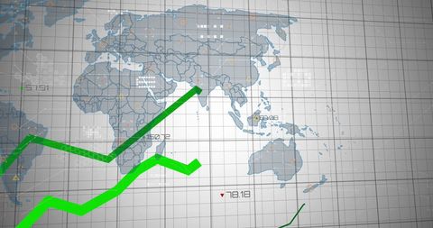 Global Financial Growth Analysis with Digital Graphs and Map - Download Free Stock Images Pikwizard.com