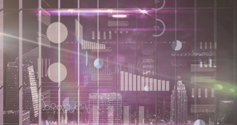 Digital Data Screen Overlay with Futuristic Cityscape - Download Free Stock Images Pikwizard.com