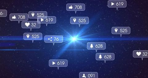 Social Media Notifications on Starry Sky Background