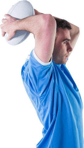 Transparent Image of Rugby Player Throwing Rugby Ball in Action Pose
