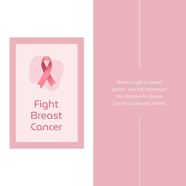 Breast Cancer Awareness Design with Pink Ribbon and Motivational Text - Download Free Stock Templates Pikwizard.com