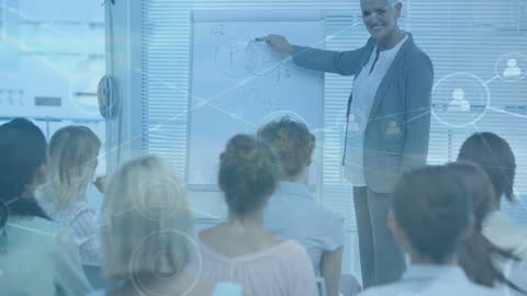 Caucasian Business Professional Presenting Data Analysis