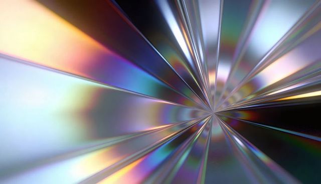 Radiating Prismatic Burst Converging Metallic Rays Reflecting Iridescent Light Holographic