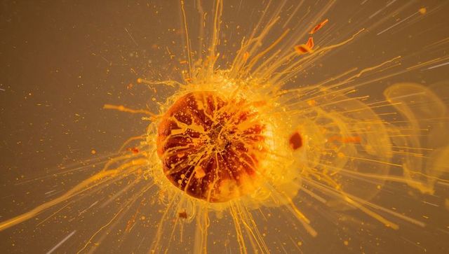 Explosive splash of vibrant orange liquid in motion