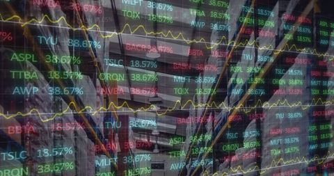 Stock Market Data on Glass with Warehouse Background - Download Free Stock Images Pikwizard.com