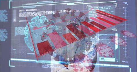 Healthcare worker analyzing covid-19 data in digital interface