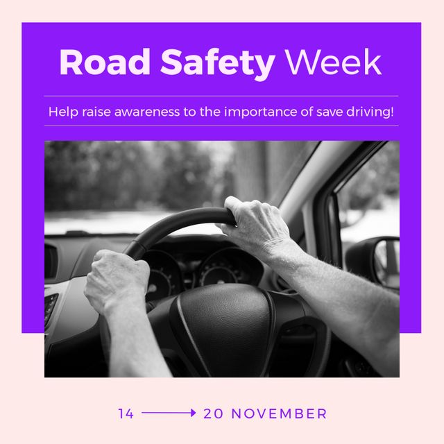 Road Safety Week Awareness Campaign with Man Driving Car - Download Free Stock Templates Pikwizard.com