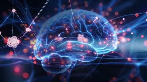 Futuristic Digital Brain with Neuronal Network and Data Nodes