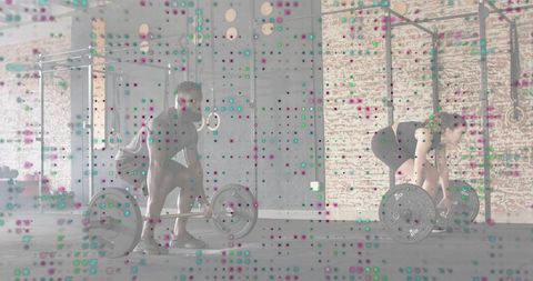 Couple deadlifting in industrial gym, partner training strength and functional fitness