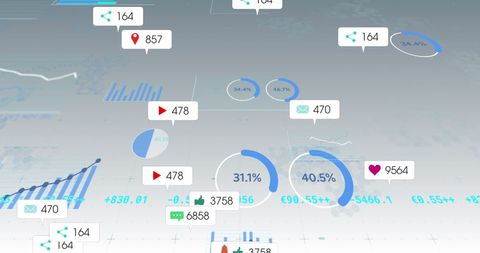 Social Media Networking Overlayed with Statistical Data Visualization - Download Free Stock Images Pikwizard.com