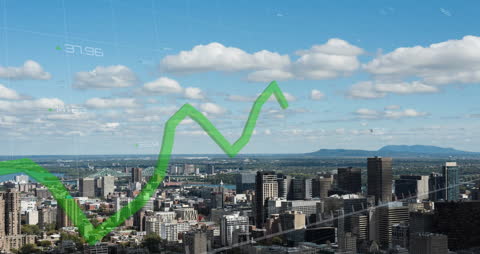 Digital Finance Growth Chart Over Modern City Skyline