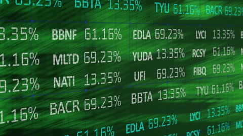 Holographic Stock Market Board with Code Overlay