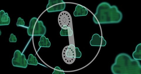 Retro Phone Receiver Overlaying Digital Cloud Computing Graphic - Download Free Stock Images Pikwizard.com