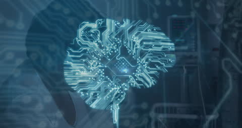 Digital Brain Interface over Woman in Hospital Setting