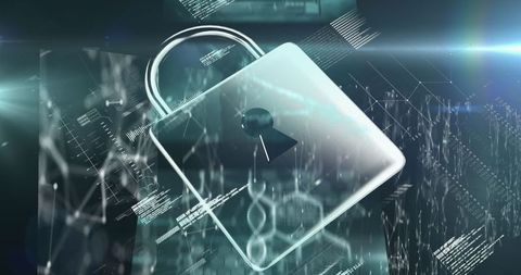 Digital Security Concept with Floating Padlock and Data Streams - Download Free Stock Images Pikwizard.com